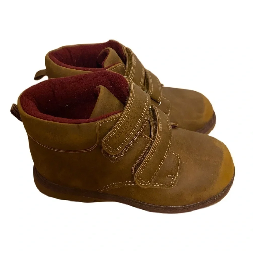 Carter’s Work Boot Double Strap Sz 10 Kids Tan Ankle Brown